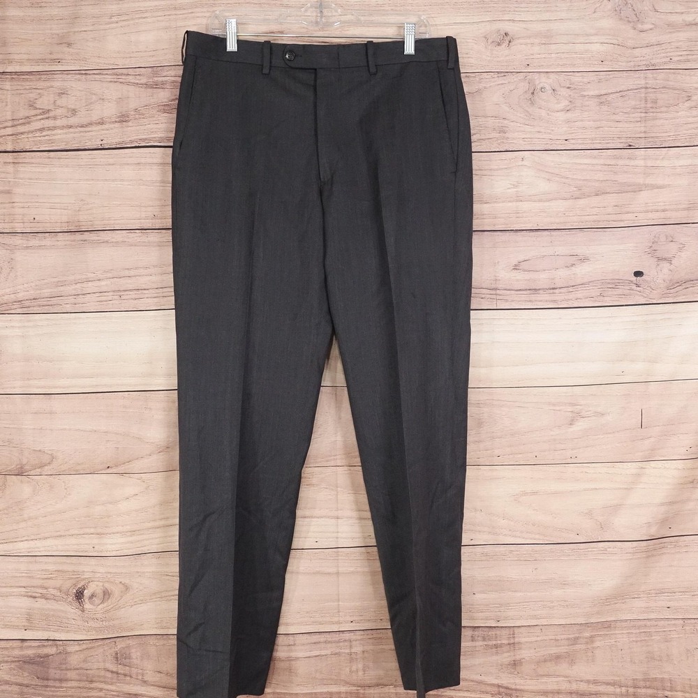 JB Britches Dress Pants Mens 33R Gray Wool Regular Fit Business Made In Italy